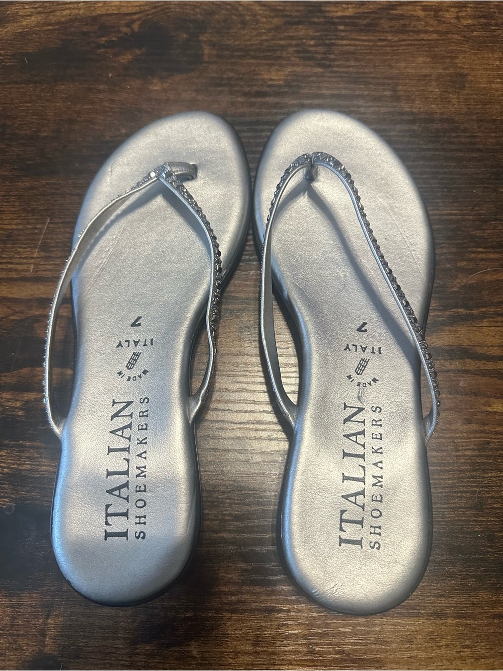 Italian Shoemakers Metallic Silver Braided Strap Sandals
